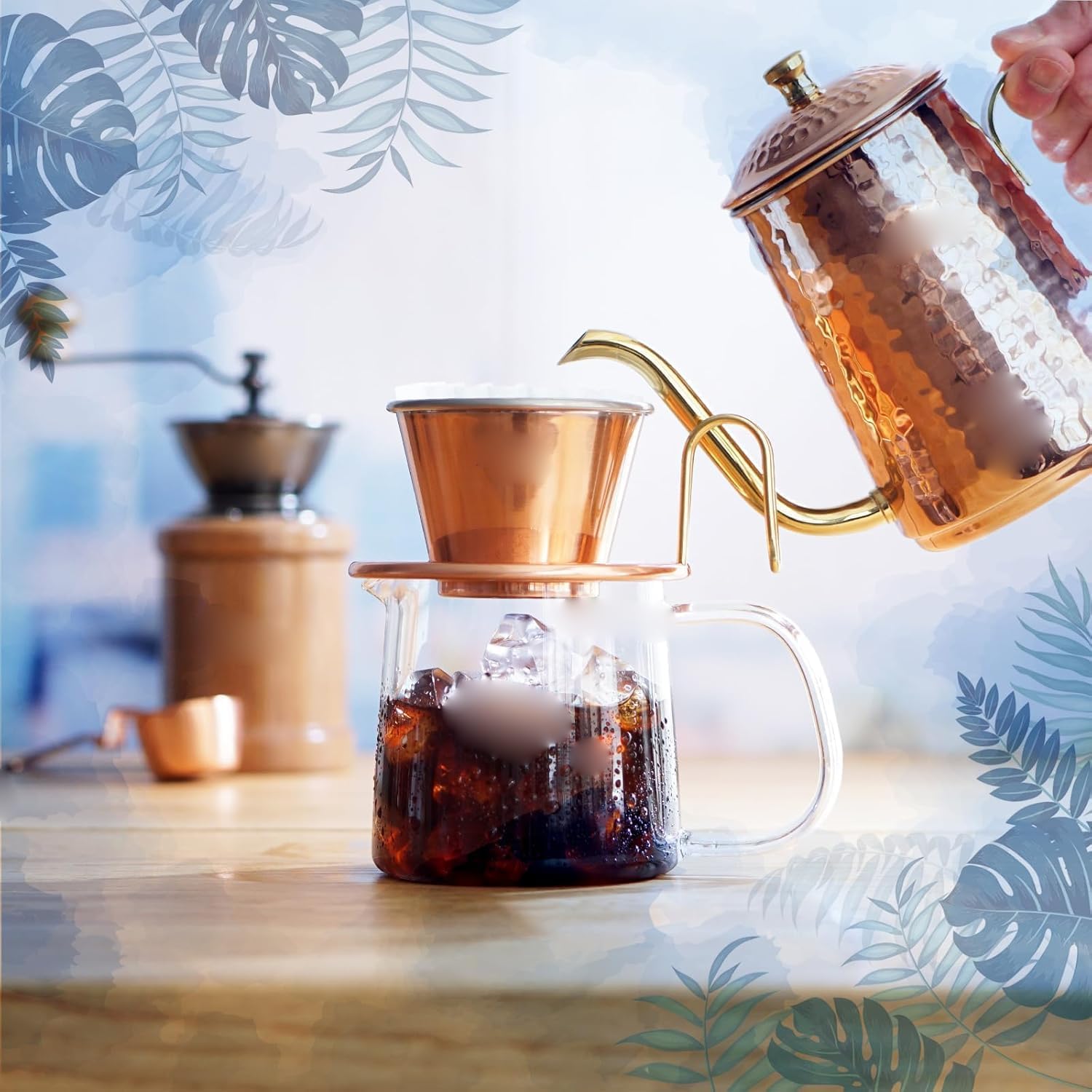 Amazon | 経年変化を楽しむ 銅製 コーヒーポット 600ml 細口 ノズル 直